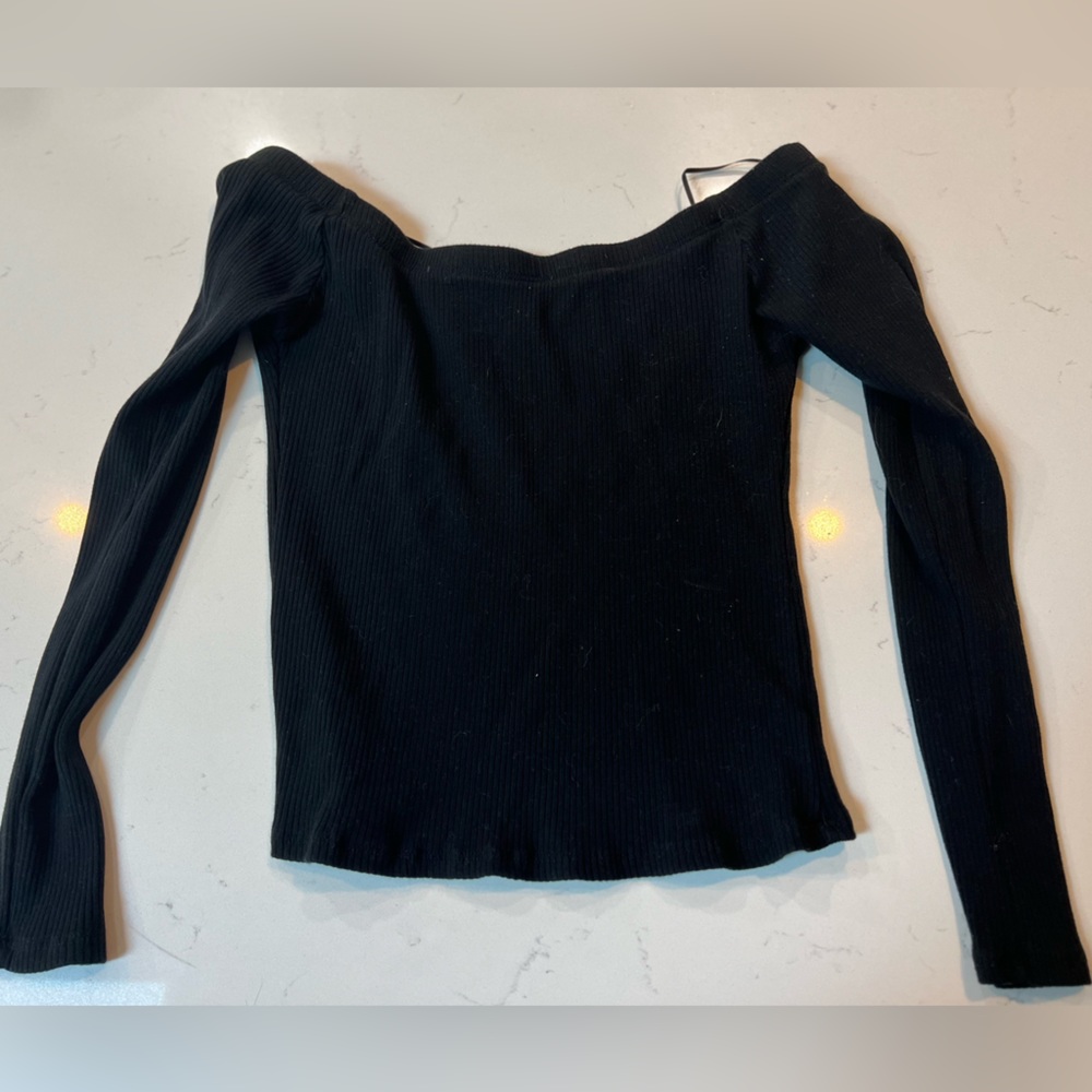 Black off the shoulder crop top size large